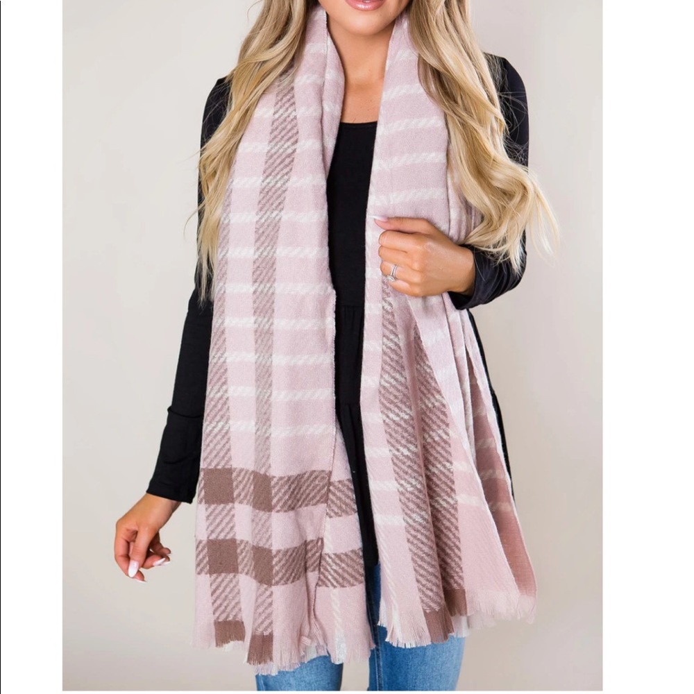Dottie Couture Pink and Cream Plaid Scarf